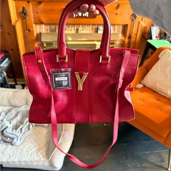 Yves Saint Laurent Bold Red Satchel - Picture 1 of 9